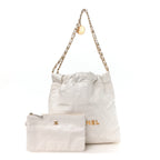 Shiny Calfskin Quilted Small Chanel 22 White