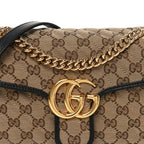 Monogram Matelasse Diagonal Small GG Marmont Shoulder Bag Beige Black