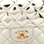 Mirror Calfskin Metallic Calfskin Quilted Hollywood Boulevard Mini Flap With Star Coin Purse Silver