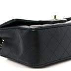Lambskin Quilted Mini Rectangular Flap Black
