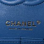 Caviar Quilted Medium Double Flap Blue