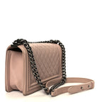Lambskin Quilted Medium Boy Flap Light Pink