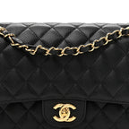 Caviar Quilted Medium Double Flap Black