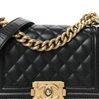 Caviar Quilted Small Boy Flap Black