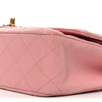 Caviar Quilted Medium Double Flap Pink