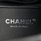 Shiny Crumpled Calfskin Quilted Small Chanel 25 Handbag Black