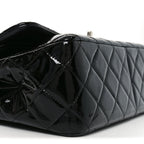 Patent Quilted Jumbo Double Flap Black