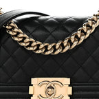 Caviar Quilted Small Boy Flap Black