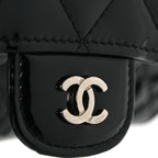 Patent Quilted Wallet On Removable Chain WOC Black