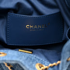 Washed Denim Quilted Small Chanel 25 Handbag Blue