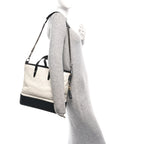 Aged Calfskin Quilted Large Gabrielle Shopping Tote White Black