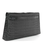 Shiny Niloticus Crocodile Kelly Elan Pochette Bleu Tempete