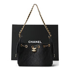 Washed Denim Quilted Mini Chanel 25 Handbag Black