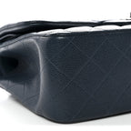 Caviar Quilted Jumbo Double Flap Blue
