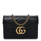 Calfskin Matelasse GG Marmont Chain Wallet Black