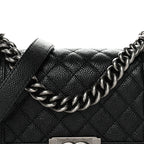 Caviar Quilted Small Boy Flap Black