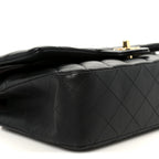 Lambskin Quilted Medium Double Flap Black