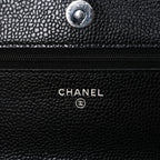 Caviar Quilted Wallet on Chain WOC Black