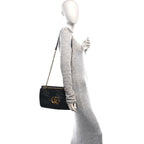 Calfskin Matelasse Medium GG Marmont Shoulder Bag Black