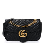 Calfskin Matelasse Small GG Marmont Shoulder Bag Black