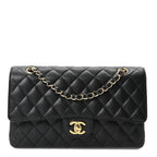 Caviar Quilted Medium Double Flap Black