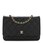 Caviar Quilted Wallet on Chain WOC Black
