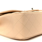 Caviar Quilted Jumbo Double Flap Beige Clair