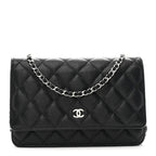 Caviar Quilted Wallet on Chain WOC Black