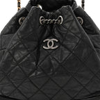 Aged Calfskin Quilted Small Gabrielle Backpack Black