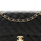 Caviar Quilted Medium Double Flap Black