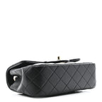 Lambskin Quilted Mini Rectangular Flap Black