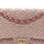 Tweed Medium Double Flap Pink
