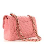 Caviar Quilted Small Double Flap Light Pink