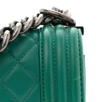 Lambskin Quilted Medium Boy Flap Green