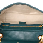 Azalea Calfskin Enamel Matelasse Diagonal Small Torchon GG Marmont Shoulder Bag Imperial Blue Pavone