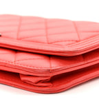 Lambskin Quilted Boy Wallet On Chain WOC Red