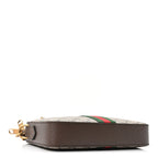 GG Supreme Monogram Textured Dollar Calfskin Web Ophidia Wristlet Shoulder Bag Beige Ebony New Acero