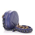 Lambskin Quilted Chanel 19 Round Clutch With Chain Purple