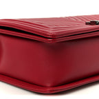 Calfskin Chevron Quilted Large Chain Boy Flap Red