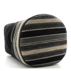 Striped Canvas Deauville Drawstring Backpack Black