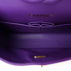 Caviar Quilted Medium Double Flap Purple