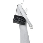 Lambskin Quilted Jumbo Double Flap Black