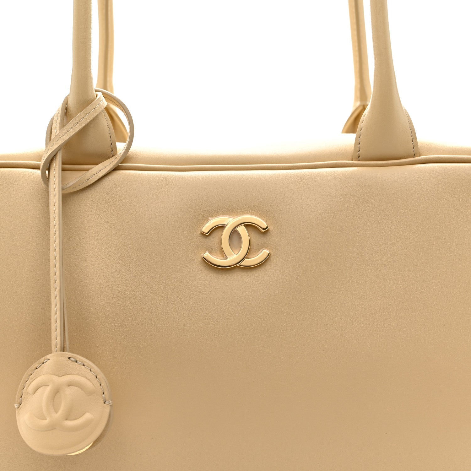 Calfskin Large Bowling Bag Beige