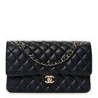 Caviar Quilted Medium Double Flap Navy
