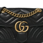 Calfskin Matelasse Mini GG Marmont Shoulder Bag Black