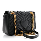 Calfskin Matelasse Small GG Marmont Shoulder Bag Black