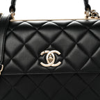 Lambskin Quilted Small Trendy CC Dual Handle Flap Bag Black