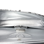 Lambskin Graffiti Printed Medium Double Flap Black Silver