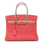 Chevre Mysore Horseshoe Birkin 30  Rose Lipstick Gris Perle