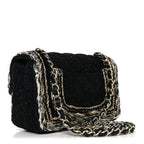 Tweed Braided Mini Rectangular Flap Black